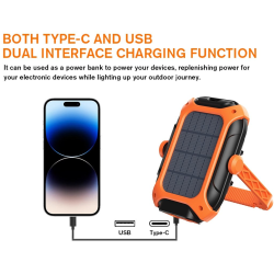 lanterna led superfire gm05,  panou solar, 500 lumeni, acumulator 5200mah, incarcare, usb-c