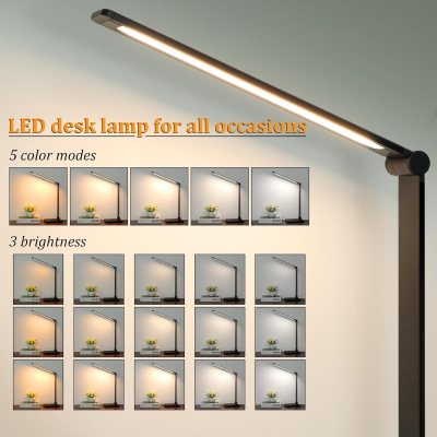 lampa de birou led rovo 5502p, lumina veghe, 5 moduri de lumina, 4 intensitati, 6w, control touch, usb