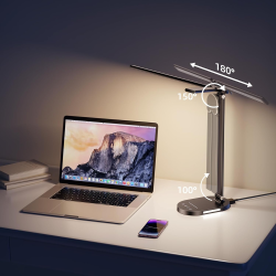 lampa de birou led rovo 5508, lumina veghe, 5 moduri de lumina, 4 intensitati, 14w, control touch, usb