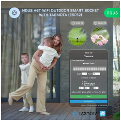 priza inteligenta wifi pentru exterior nous a6t, ip44, 16a - tasmota