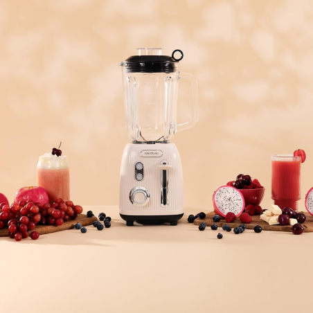 blender cecotec power black titanium retrobeige, 1200w, bol sticla 1.5l