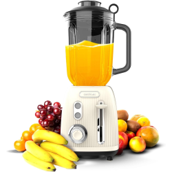 blender cecotec power black titanium retrobeige, 1200w, bol sticla 1.5l