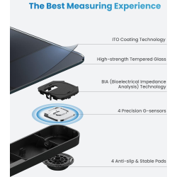 cantar de baie smart renpho r-a016,  bluetooth, maxim 180kg, negru,mod de sarcina, 13 masuratori, bmi, compatibil cu samsung hea