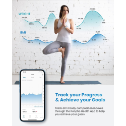 cantar de baie smart renpho r-a016,  bluetooth, maxim 180kg, negru,mod de sarcina, 13 masuratori, bmi, compatibil cu samsung hea