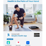 cantar de baie smart renpho r-a016,  bluetooth, maxim 180kg, negru,mod de sarcina, 13 masuratori, bmi, compatibil cu samsung hea