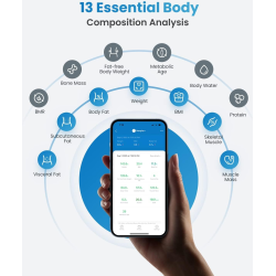 cantar de baie smart renpho r-a016,  bluetooth, maxim 180kg, negru,mod de sarcina, 13 masuratori, bmi, compatibil cu samsung hea