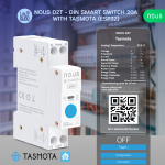 siguranta inteligenta nous d2t, 20a, tasmota,  1 canal, monitorizare energie, montare pe sina din, esp32
