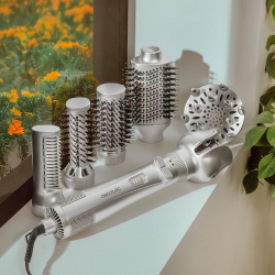 set perie rotativa de par cu aer cecotec ceramiccare 6in1 gyro, 1100w, uscator, perie electrica, ondulator