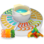 aparat 2 in 1 cecotec funsugar gummy pentru preparat jeleuri si fondue de ciocolata ,40 w, 4 matrite din silicon, 4 tavi detasab