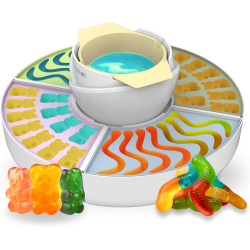 aparat 2 in 1 cecotec funsugar gummy pentru preparat jeleuri si fondue de ciocolata ,40 w, 4 matrite din silicon, 4 tavi detasab