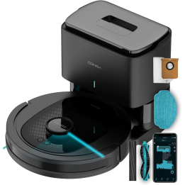 robot de aspirare conga 8490 ultimate ultra, 4 in 1, 7000 pa, laser, autonomie 170 minute, 2 perii centrale, functie mop, baza a