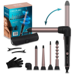 ondulator cecotec surfcare twistwaves, 5 capete interschimbabile, invelis ceramic, cot 90 grade, manusi termice, geanta si 2 cle