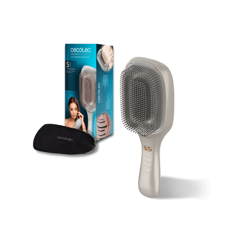 perie cecotec haircare revitalize champagne, revitalizare si reparare par, 5 tehnologii: vibratii, ioni negativi, microcurenti e