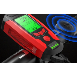 lanterna pentru bicicleta 4 in 1 superfire bm01, 300 lumeni, afisare viteza, km, temperatura, display cu afisaj, 5 functii,