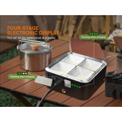 lampa led cu panou solar superfire fs38, pentru camping, 600 lm, incarcare usb, 4 moduri, prindere magnetica