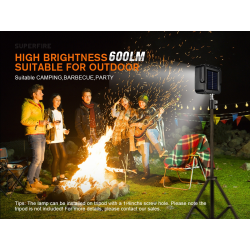 lampa led cu panou solar superfire fs38, pentru camping, 600 lm, incarcare usb, 4 moduri, prindere magnetica