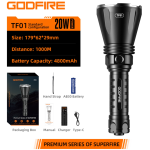 lanterna led godfire tn05, 20w, 1600lm, 362m, ip55, magnet, usb-c, 5 moduri, lumina de urgenta lanterna led godfire tn05, 20w, 1600lm, 362m, ip55, magnet, usb-c, 5 moduri, lumina de urgenta
