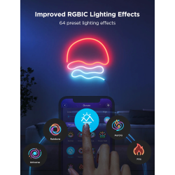 banda led govee neon rope 2 h61d4-w rgbic, inteligenta, 4m, sincronizare muzica, matter, wifi, alexa, google asistant - alb