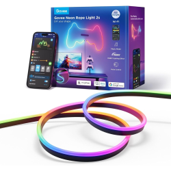banda led govee neon rope 2 h61d4-b rgbic, inteligenta, 4m, sincronizare muzica, matter, wifi, alexa, google asistant -negru
