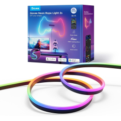 banda led govee neon rope 2 h61d4-b rgbic, inteligenta, 4m, sincronizare muzica, matter, wifi, alexa, google asistant -negru