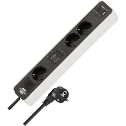 prelungitor brennenstuhl ecolor 3 prize, countdown, 1x usb a, 1x usb-c, buton on off 1,5m h05vvf 3g1,5, alb negru
