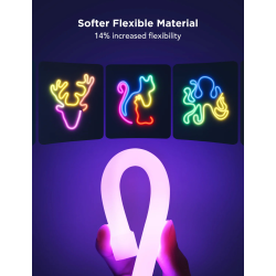 banda led govee neon rope 2 h61d4-b rgbic, inteligenta, 4m, sincronizare muzica, matter, wifi, alexa, google asistant -negru