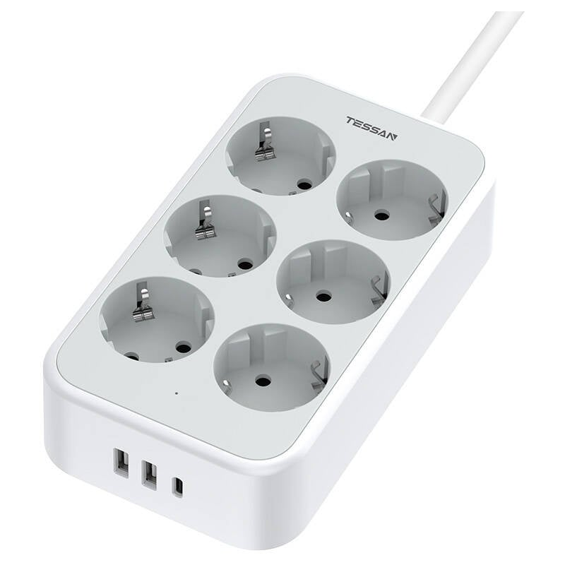 prelungitor tessan ts-ps02de, 6 prize, 2 x usb-a, 1x usb-c, incarcare rapida 25w