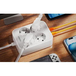 prelungitor tessan ts-ps01de, 4 prize, 2 x usb-a, 1x usb-c, incarcare rapida 25w