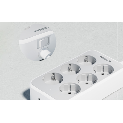 prelungitor tessan ts-ps02de, 6 prize, 2 x usb-a, 1x usb-c, incarcare rapida 25w