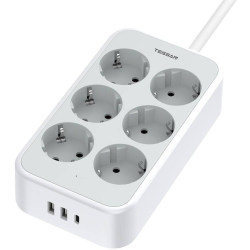 prelungitor tessan ts-ps02de, 6 prize, 2 x usb-a, 1x usb-c, incarcare rapida 25w