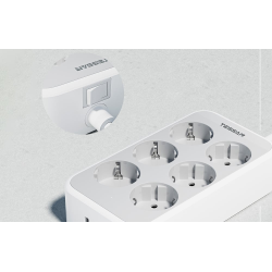 prelungitor tessan ts-ps02de, 6 prize, 2 x usb-a, 1x usb-c, incarcare rapida 25w