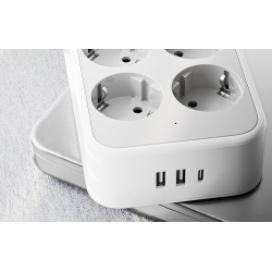 prelungitor tessan ts-ps02de, 6 prize, 2 x usb-a, 1x usb-c, incarcare rapida 25w