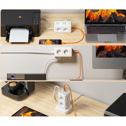 prelungitor tip turn tessan ts-306ts-c, 6 prize, 2 usb, 1 usb-c, 3a, cablu 2m