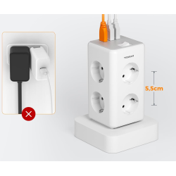 prelungitor tip turn tessan ts-306ts-c, 6 prize, 2 usb, 1 usb-c, 3a, cablu 2m