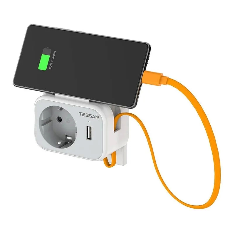 adaptor priza tessan ts-332, 1 priza, 1 port usb-c, 1 port usb, 10a adaptor priza tessan ts-332, 1 priza, 1 port usb-c, 1 port usb, 10a