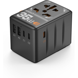 adaptor priza international tessan ts-wta02, 2xusb, 2xusb-c ,1xusb-c incarcare rapida , 35w
