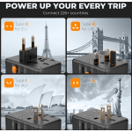 adaptor priza international tessan ts-wta02, 2xusb, 2xusb-c ,1xusb-c incarcare rapida , 35w