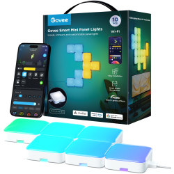 kit panouri mici luminoase led govee h8069, rgbic, wi-fi + bluetooth, 10 panouri, alexa , google asistant, matter