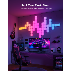 kit panouri mici luminoase led govee h8069, rgbic, wi-fi + bluetooth, 10 panouri, alexa , google asistant, matter