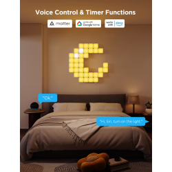 kit panouri mici luminoase led govee h8069, rgbic, wi-fi + bluetooth, 10 panouri, alexa , google asistant, matter
