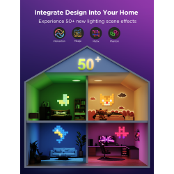 kit panouri mici luminoase led govee h8069, rgbic, wi-fi + bluetooth, 10 panouri, alexa , google asistant, matter