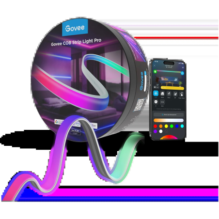 banda led govee cob h61e5 pro, 3m, rgbic+w, 1260 leds m,  alexa, google asistant, matter, bluetooth, wi-fi