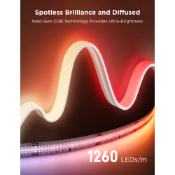 banda led govee cob h61e5 pro, 3m, rgbic+w, 1260 leds m,  alexa, google asistant, matter, bluetooth, wi-fi