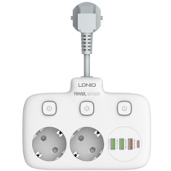 prelungitor ldnio se2435, 2 prize, 3 x usb-a, 1x usb-c, incarcare rapida qc 3.0, 10a