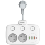 prelungitor ldnio se2435, 2 prize, 3 x usb-a, 1x usb-c, incarcare rapida qc 3.0, 10a