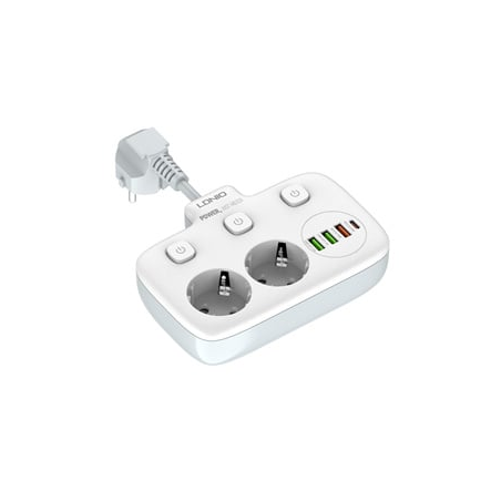 prelungitor ldnio se2435, 2 prize, 3 x usb-a, 1x usb-c, incarcare rapida qc 3.0, 10a