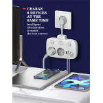 prelungitor ldnio se2435, 2 prize, 3 x usb-a, 1x usb-c, incarcare rapida qc 3.0, 10a