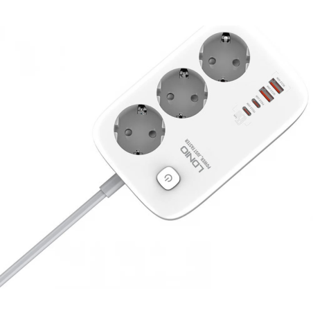 prelungitor ldnio se3436, 3 prize, 2 x usb-a, 2x usb-c, 65w, 2m