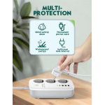 prelungitor smart wifi ldnio sew3452, 3 prize, 3 x usb-a, 1x usb-c, 30w, 2m, incarcare rapida qc 3.0, tuya