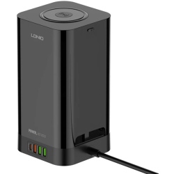 prelungitor tip turn ldnio sew4485, incarcator wireless,  3 prize, 3 x usb-a, 1 x usb-c, incarcare rapida qc 3.0, 32w, 2m